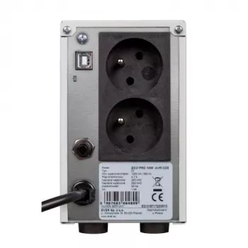 EVER ECO Pro 1000 AVR CDS - UPS - 230 V - 650 W - 1000 VA 5 Ah - USB - 2 kontaktligzdas - Balts