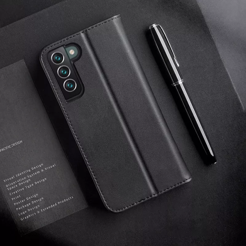 Dux Ducis Hivo Īstas ādas maciņš ar atloku Samsung Galaxy S22+ (S22 Plus) Melns