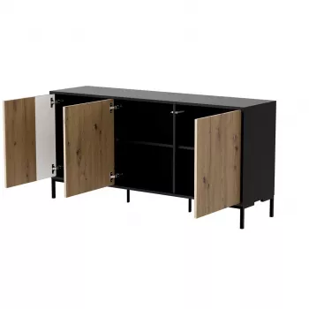 Kumode CAMA MERCI 151 x 40 x 74 cm — melna / artisan ozols, skaidu plātne