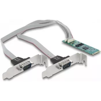 DeLOCK M.2 kartes adapteris uz 2 x seriālais ports RS-232 DB9 PCIe 2.1