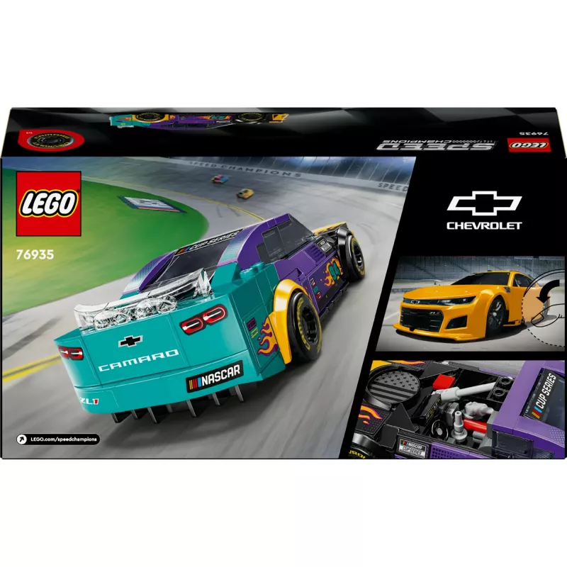 LEGO Speed Champions 76935 NASCAR Next Gen Chevrolet Camaro ZL1 būvējams modelis, 328 gabali, 1 minifigūra, 9+ gadi