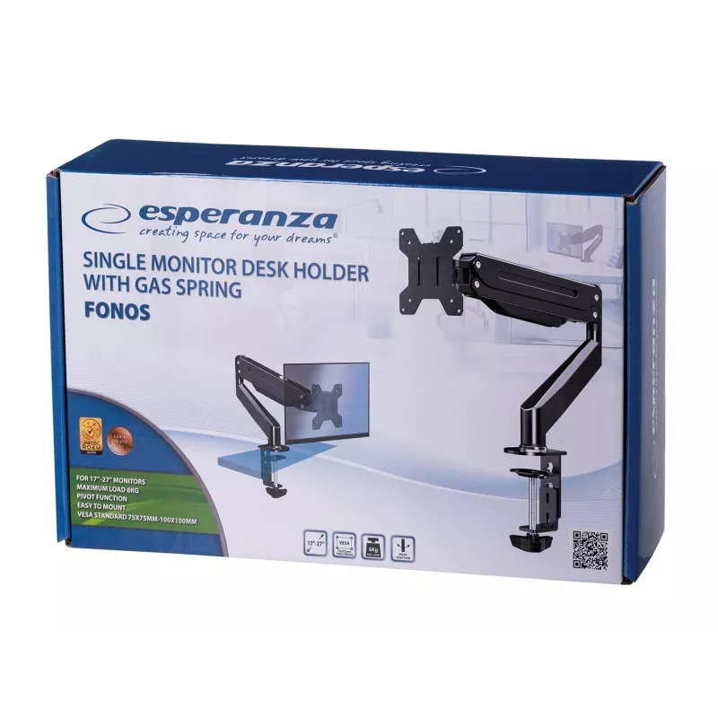 Esperanza ERW019 monitora stiprinājums / statīvs 68.6 cm (27 inch) Galda Melns