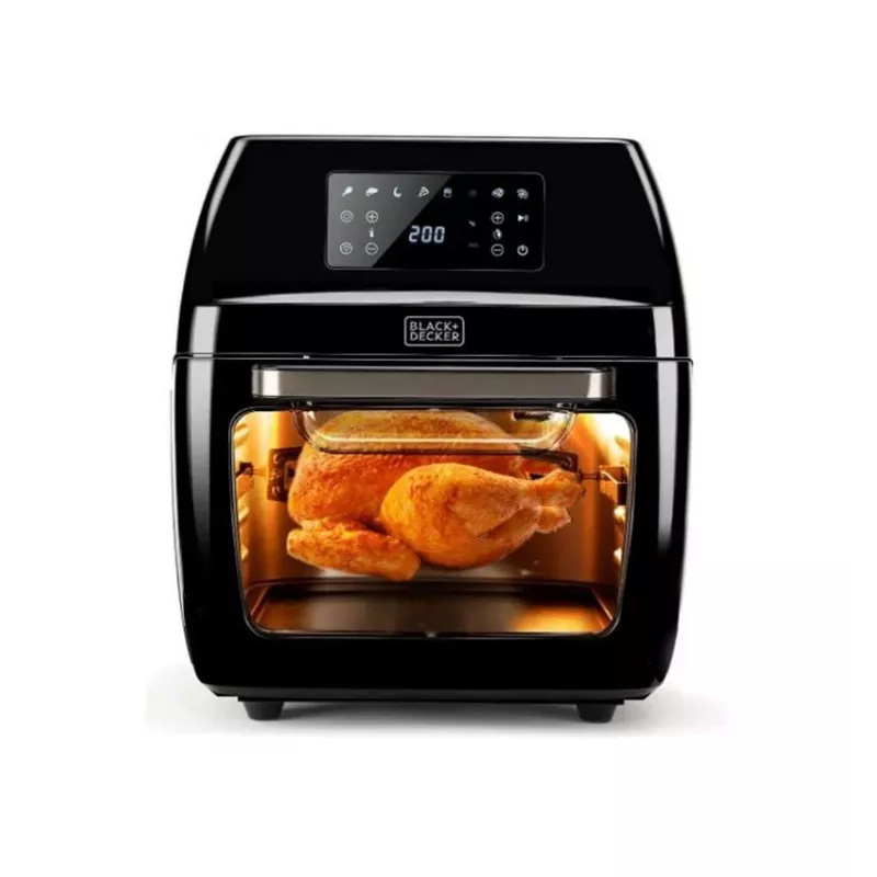 Gaisa fritieris Black & Decker BXAFO1200E — 12 L, 1700 W, skārienvadība, 40–200°C, rotisserie, cepšana un gatavošana