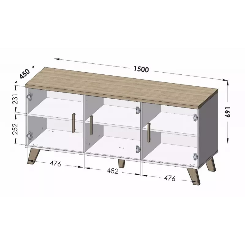 Cama sideboard LOTTA 150 3D wotan oak + mat Melns