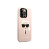 Karl Lagerfeld KLHMP14XSLKHLP cietais maciņš iPhone 14 Pro Max 6.7 collu gaiši rozā silikons ar Karla galvu un MagSafe