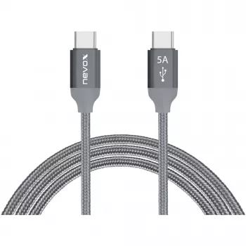 USB kabelis Nevox 1654 USB 2.0 2m USB C pelēks sudrabs
