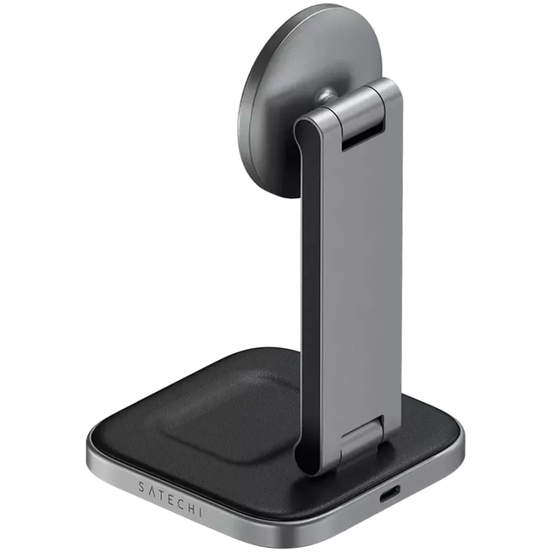SATECHI 3-in-1 Salokāms Qi2 Bezvadu Lādētājs (Space Gray) ar A, C, G spraudņiem