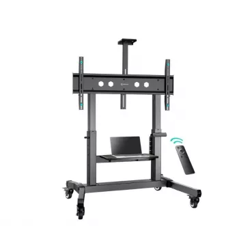 TV statīvs ONKRON TS1991E-B mobilā grīdas stiprinājums 55–100 collu televizoriem, melns, augstums 1100–1600 mm, 130 kg, VESA līdz 1000×600