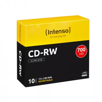 Pārrakstāms CD-RW INTENSO 700 MB / 80 min, 12x, 10 iepakojumā, 120 mm (slimcase)
