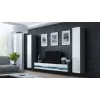 TV statīvs Cama Meble VIGO NEW 30/140/40 — 1400×400×300 mm, pelēka virsma, pelēks rāmis, balti spīdīgi priekšējie paneļi