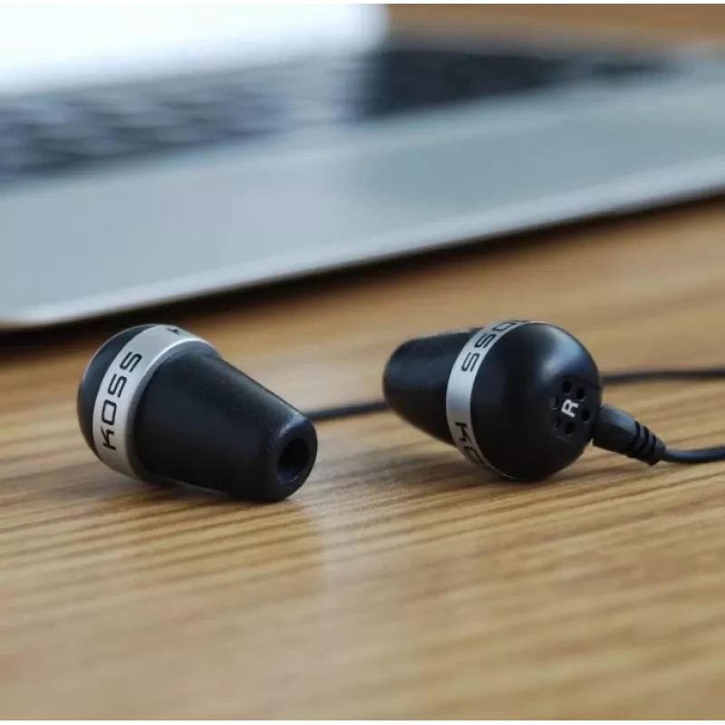 Koss THE PLUG CLASSIC vadiņu iekšausmu austiņas ar trokšņu slāpēšanu, melnas
