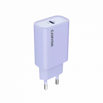 Sienas lādētājs CANYON OnCharge 30CL, 30W USB-C PD, 1x PD izeja, EU spraudnis, Purpurs