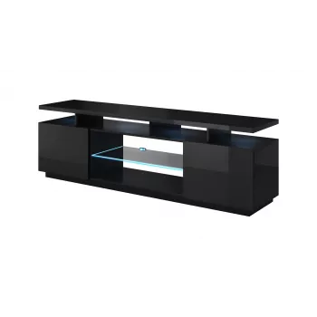 TV skapis EVA 180x40x56 cm, melns spīdums, MDF augšdaļa, melns rāmis