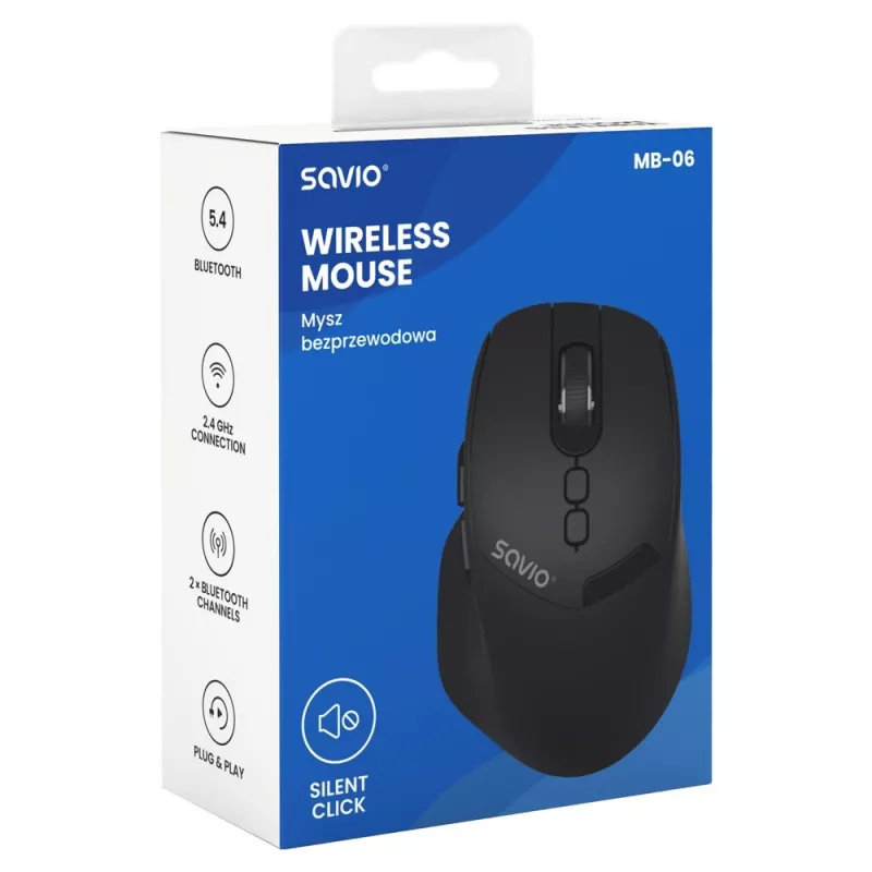 Savio MB-06 universāla abpusēja Bluetooth pele 3800 DPI