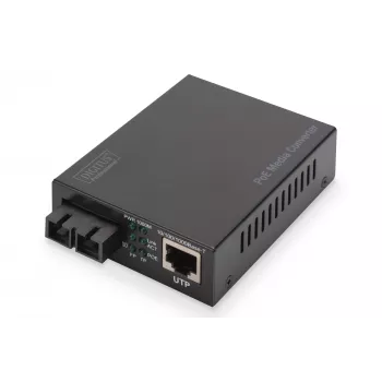 Digitus Gigabit PoE mediju pārveidotājs, RJ45 / SC, viens režīms, PSE