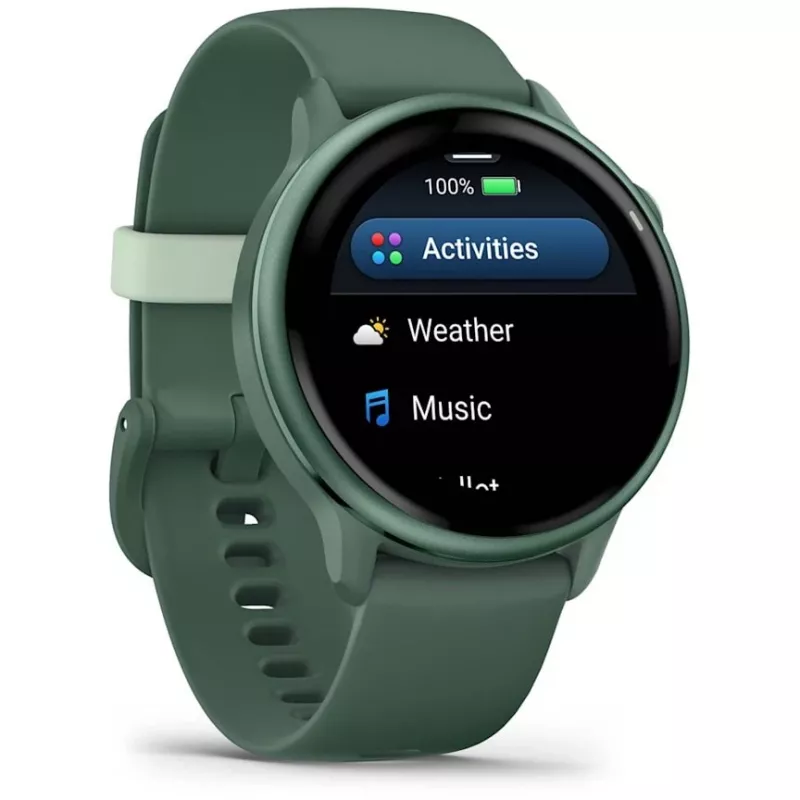 Viedpulkstenis GARMIN vívoactive 6 – sporta pulkstenis, 42 mm alumīnija/polimēra korpuss, AMOLED 1,2 collu, GPS, 5 ATM, optiskais HR, SpO2, 8 GB, zaļš