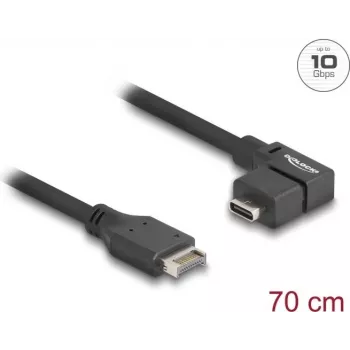 DeLOCK USB 10 Gbps kabelis Type-E Key A 20 kontaktu vīrišķais uz USB Type-C sievišķo leņķa 70 cm