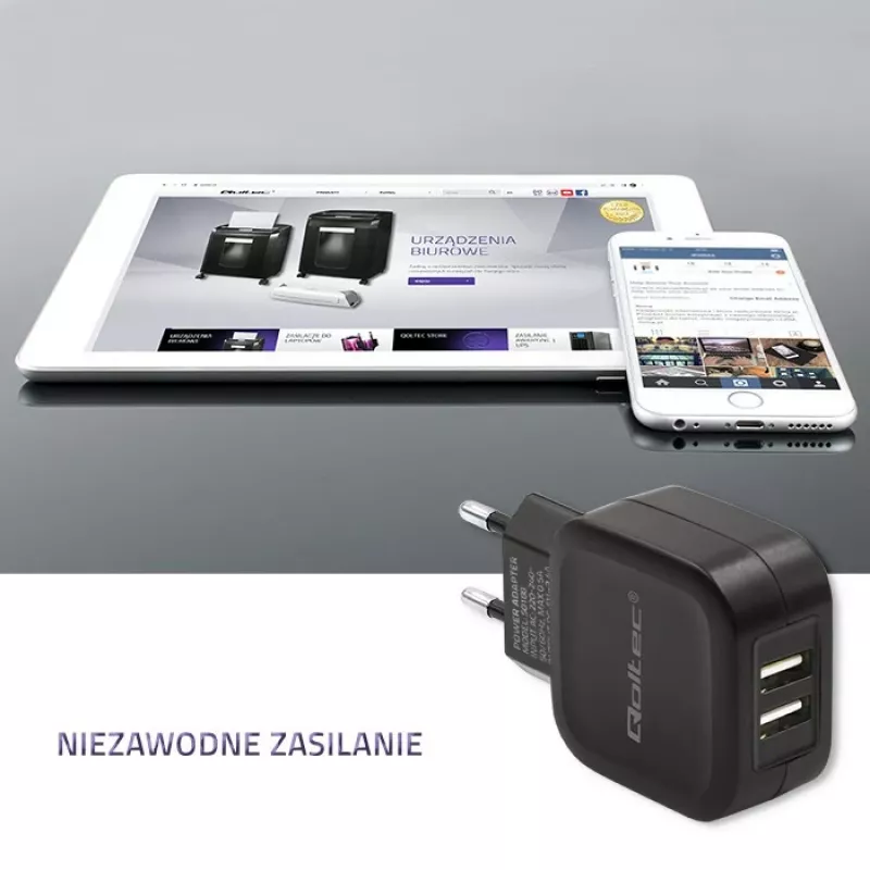 Qoltec 50188 universāls lādētājs klēpjdatoriem, viedtālruņiem, viedpulksteņiem, planšetēm, telefoniem, melns, AC/DC iekštelpām