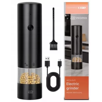 Sāls dzirnaviņas PROMIS MP34, keramikas asmens, regulējama maluma pakāpe, 180 mm, melna, USB