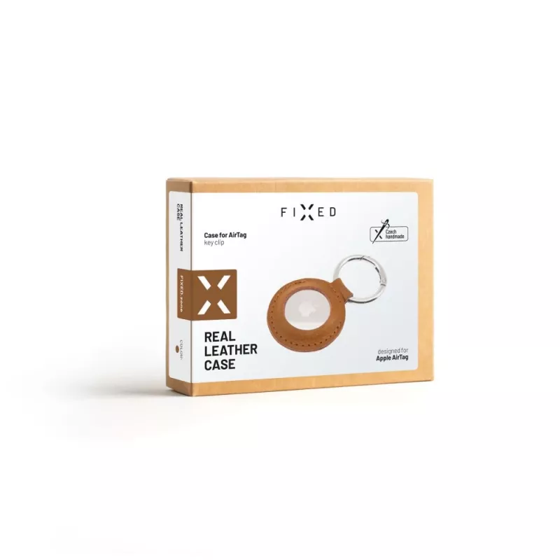 FIXED FIXWAT-C2-BRW Īstas ādas maciņš AirTag — aizsargājošs ādas turētājs brūnā krāsā