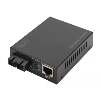 Digitus Gigabit PoE mediju pārveidotājs, RJ45 / SC, viens režīms, PSE