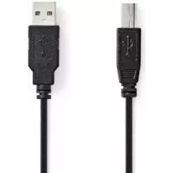 Nedis USB kabelis | USB 2.0 | USB-A spraudnis | USB-B spraudnis - 10 W | 480 Mbps | niķelēts | 1,00 m | Apaļš | PVC | Melns | Etiķete