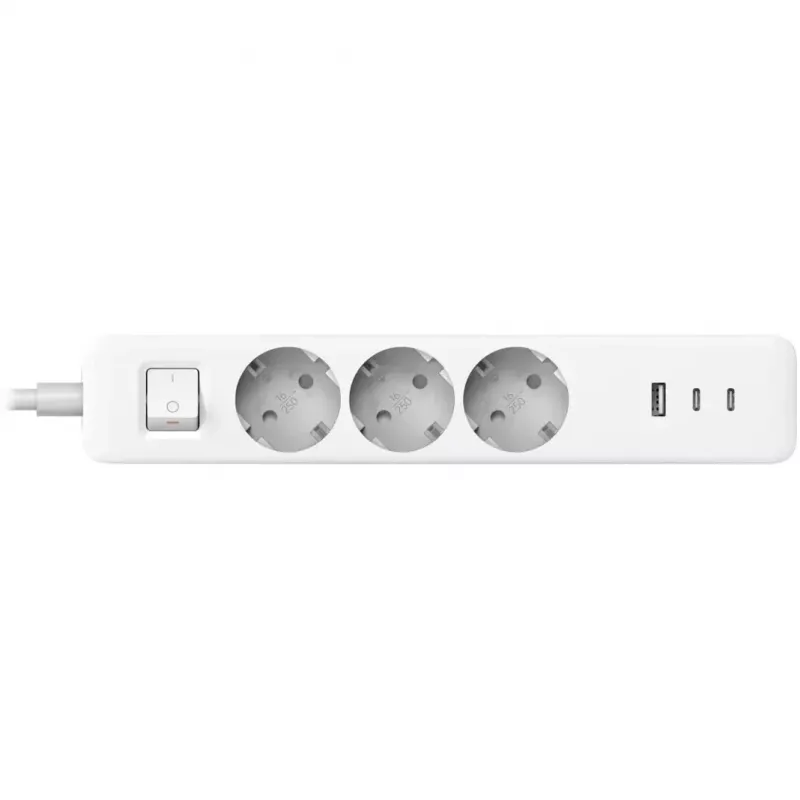 Xiaomi BHR07UKEU pagarinātājs — 3× Schuko ligzdas, 250 V, 1.4 m vads, balts