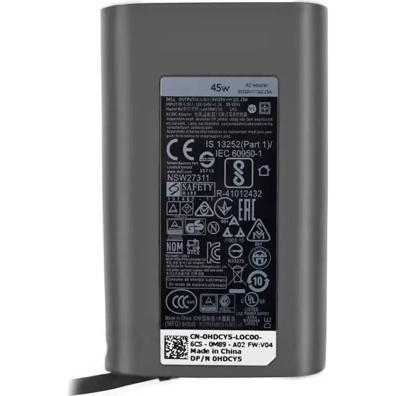 Dell 45W 19.5V 3.34A barošanas adapteris klēpjdatoriem, modelis 450-AFKZ