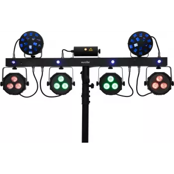 LED PAR gaismeklis EUROLITE KLS Laser Bar Next FX 51741094 — kompakts skatuves apgaismojums ar iebūvētu lāzera efektu