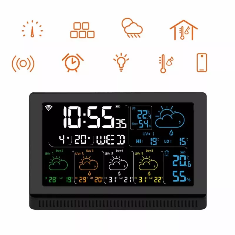 Manta MTO200B Windy Smart laika stacija ar ārējo sensoru, Wi-Fi, melnā krāsā