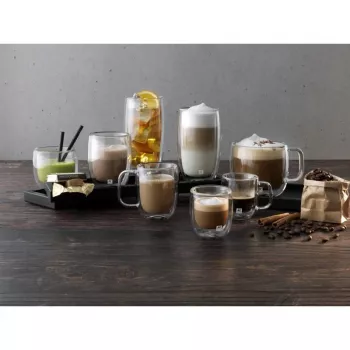Stikla kafijas krūzes ZWILLING 39500-112-0 dubultsiena 335 ml, komplektā 2 gab., ovālas, karstumizturīgas, ar rokturiem
