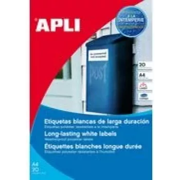 Agipa poliestera etiķetes 99,1 x 42,3 mm, baltas, laikapstākļiem izturīgas, plīsumizturīgas (MPN 15089)