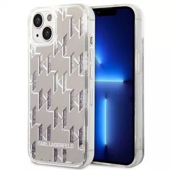 Karl Lagerfeld KLHCP14MLMNMS cietais maciņš iPhone 14 Plus 6.7 sudrabs / sudrabs Liquid Glitter Monogram