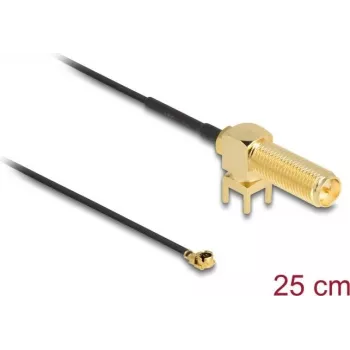 Koaksiālais kabelis DeLOCK 12036 0.25 m RP-SMA I-PEX MHF1 Melns
