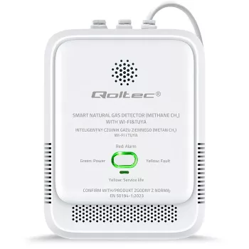 Gāzes noplūdes detektors QOLTEC NG Tuya — dabasgāzes (CH4) sensors, vieds Tuya-saderīgs