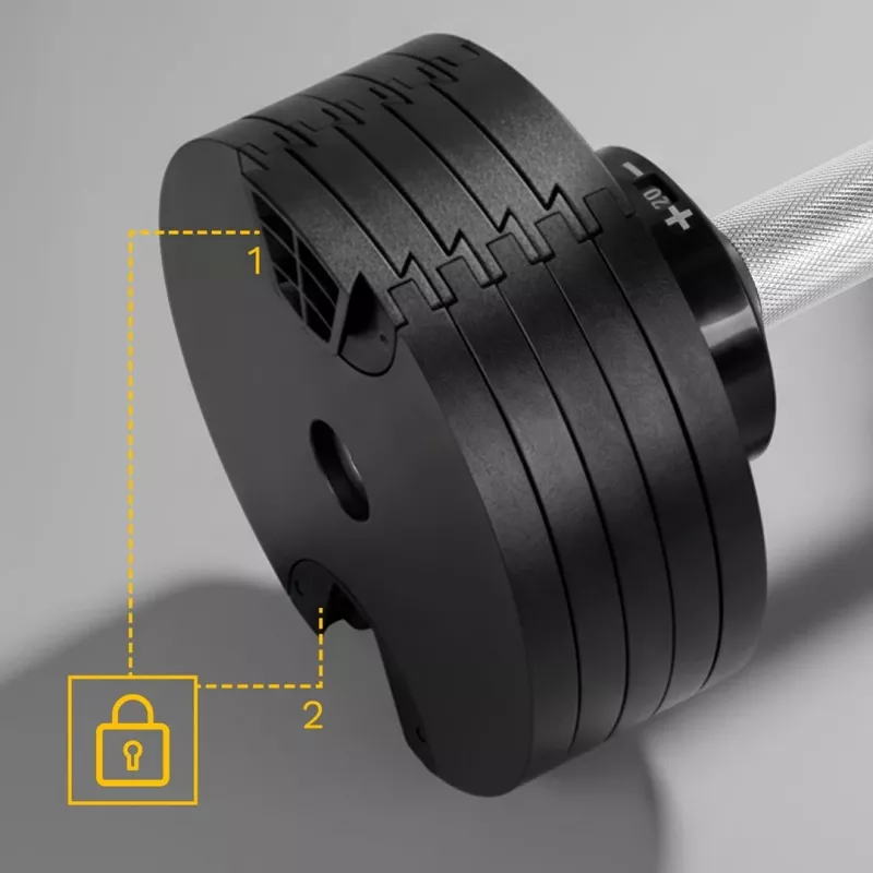 Pielāgojams čuguna hantelis Rebel Active 36 kg, automātiskais 2 kg solis