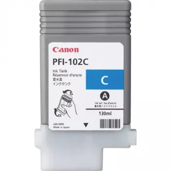 Kasetne Canon PFI-102C ciāna – saderīga lielformāta Canon printeriem, 130 ml