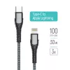 ColorWay Kabelis Type-C - Apple Lightning (PD ātrā uzlāde) 3.0A (30W), 1m | CW-CBPDCL033-GR