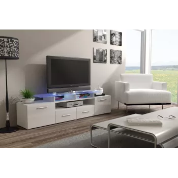 Cama TV statīvs EVORA 200 balts/balts glancēts