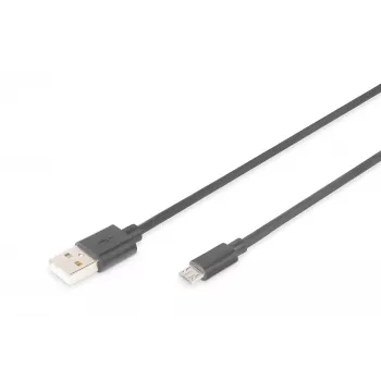 Assmann USB 2.0 savienojuma kabelis, A tipa – Micro B, vīriešu/vīriešu, 3.0 m, melns (AK-300110-030-S)