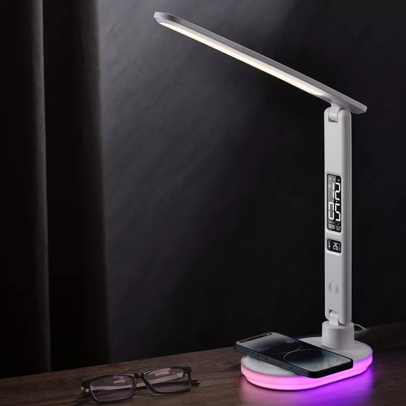 Galda lampa Hawk HW-LAMP03 White RGB — regulējama LED lampa ar RGB apgaismojumu