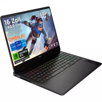 HP 16-am0280ng, Gaming-Notebook melns, Intel® Core™ Ultra 7 255H, NVIDIA GeForce RTX 5060, 24 GB DDR5, 1 TB SSD, bez operētājsistēmas
