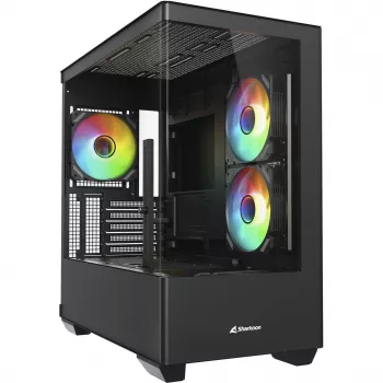 PC korpuss Sharkoon Elite Shark CM100 Tornis Micro-ATX, bez barošanas bloka, melns