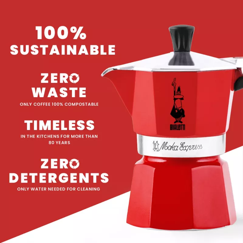 Bialetti Moka Express Moka katliņš Sarkans