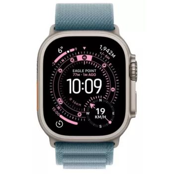 Apple Watch Ultra 3 GPS + Cellular 49mm dabīga titāna korpuss ar gaiši zilu Alpine Loop siksnu - vidējs izmērs