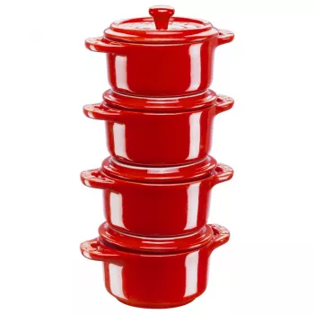 Staub Mini Cocotte Round, 4 gab. - 200 ml, Sarkana