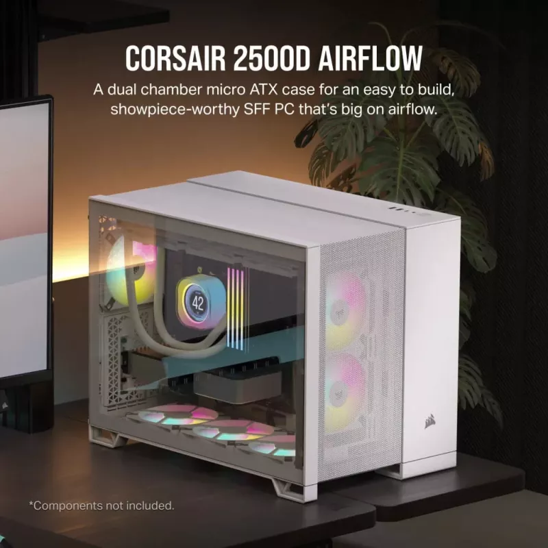 Corsair 2500D AIRFLOW Micro ATX Divkameru PC korpuss – Balts CC-9011264-WW