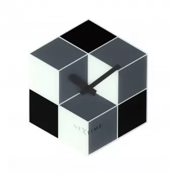 NeXtime kloks 8171 Cubic, 43.5x37 cm, sienas, Melns/Balts/Pelēks