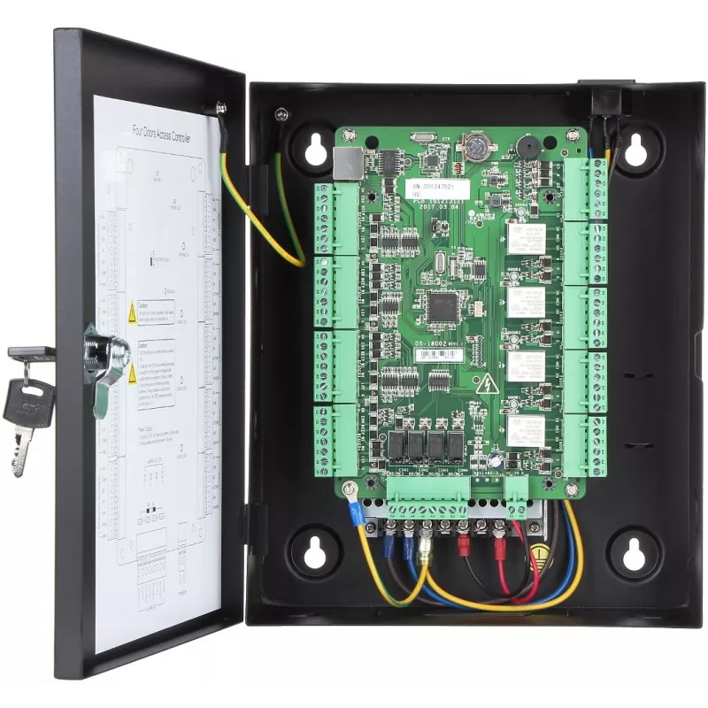 Piekļuves kontrolieris Hikvision DS-K2804 — melns, 237×285×69 mm