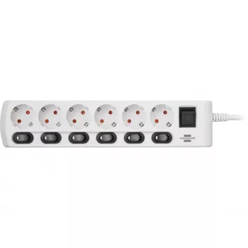Brennenstuhl 1153110126 Pagarinātājs 2 m 6 AC kontaktligzdas Iekštelpām Balts (1153110126)